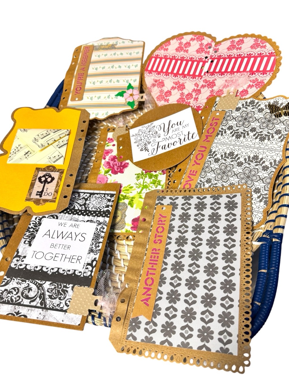 Junk Journal Scrapbooking 9 Pc Love Bridal Western 3-D Handmade 6-Ring Book